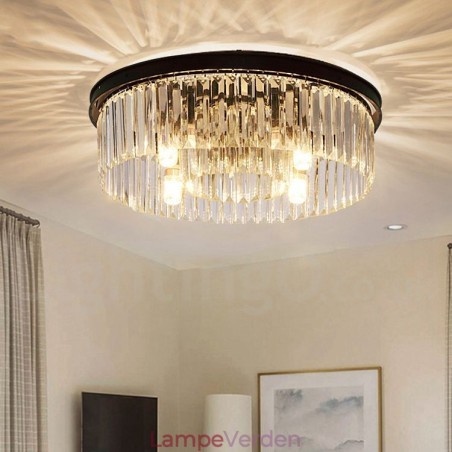 Postmoderne Luksus Rund K9 Krystal Flush Mount Loftslys udstillingshal Postmoderne Luksus Rund K9 Krystal Flush Mount Loftslys udstillingshal