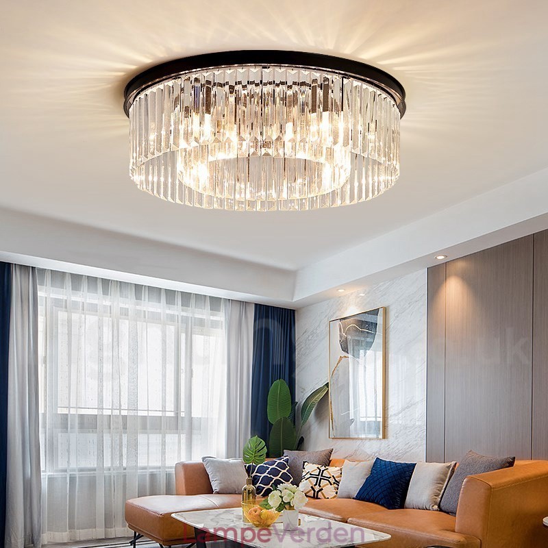 Postmoderne Luksus Rund K9 Krystal Flush Mount Loftslys udstillingshal