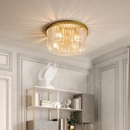 Postmoderne Luksus Rund K9 Krystal Flush Mount Loftslys udstillingshal