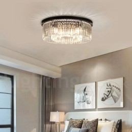 Postmoderne Luksus Rund K9 Krystal Flush Mount Loftslys udstillingshal