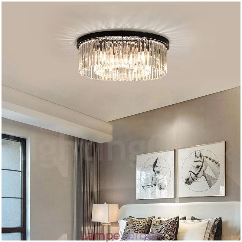 Postmoderne Luksus Rund K9 Krystal Flush Mount Loftslys udstillingshal