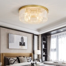 Postmoderne Luksus Rund K9 Krystal Flush Mount Loftslys udstillingshal