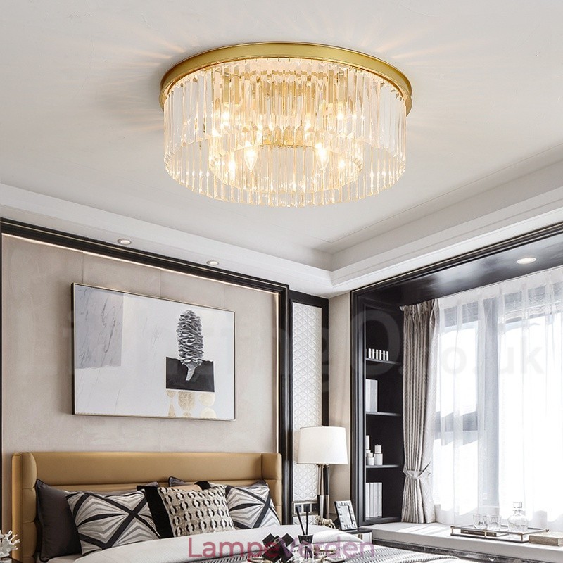 Postmoderne Luksus Rund K9 Krystal Flush Mount Loftslys udstillingshal