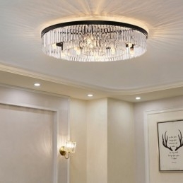 Postmoderne Luksus Rund K9 Krystal Flush Mount Loftslys udstillingshal