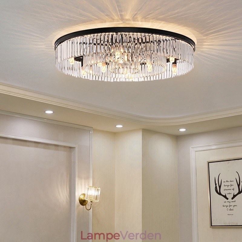 Postmoderne Luksus Rund K9 Krystal Flush Mount Loftslys udstillingshal