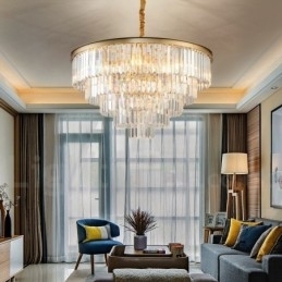 Postmoderne Luksus Runde K9 Crystal Pendant Lysekrone Lights Exhibition Hall