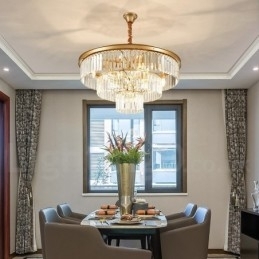 Postmoderne Luksus Runde K9 Crystal Pendant Lysekrone Lights Exhibition Hall
