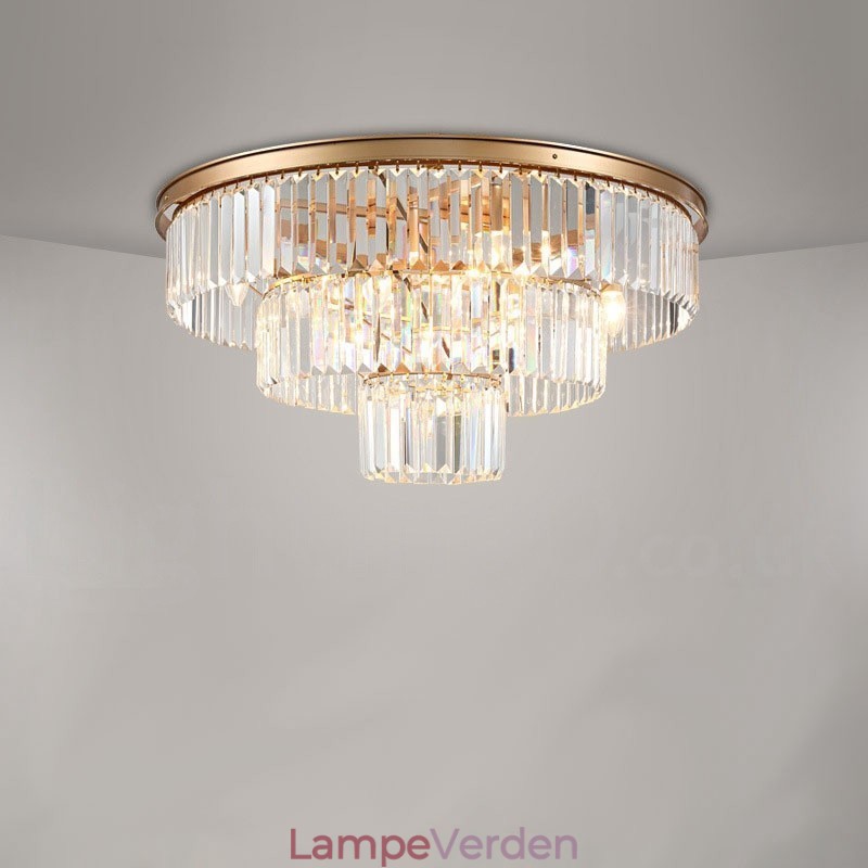 Postmoderne Luksus Rund K9 Krystal Flush Mount Loftslys udstillingshal