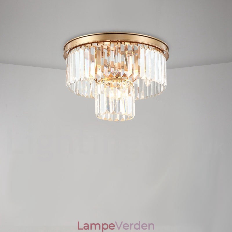 Postmoderne Luksus Rund K9 Krystal Flush Mount Loftslys udstillingshal