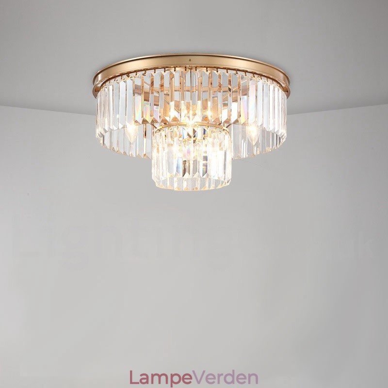 Postmoderne Luksus Rund K9 Krystal Flush Mount Loftslys udstillingshal