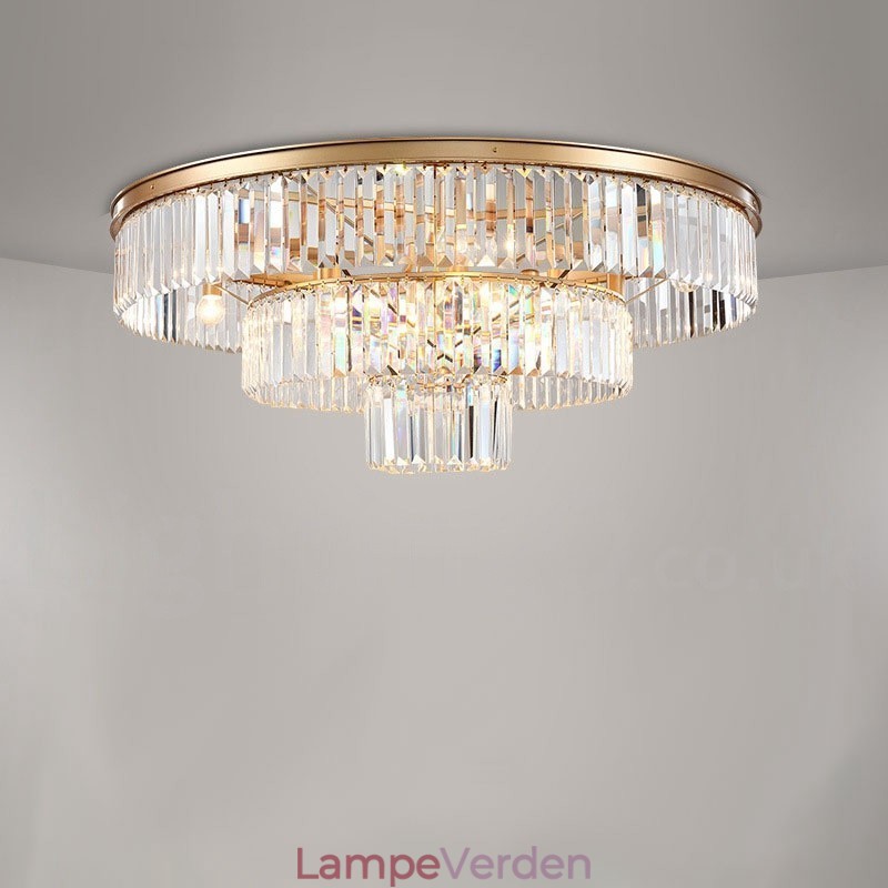 Postmoderne Luksus Rund K9 Krystal Flush Mount Loftslys udstillingshal