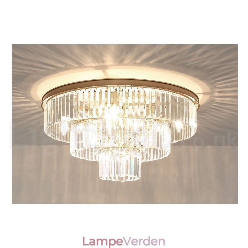 Postmoderne Luksus Rund K9 Krystal Flush Mount Loftslys udstillingshal