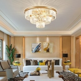 Postmoderne Luksus Rund K9 Krystal Flush Mount Loftslys udstillingshal