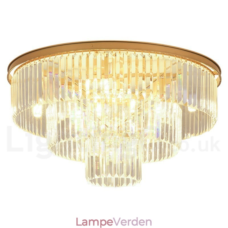 Postmoderne Luksus Rund K9 Krystal Flush Mount Loftslys udstillingshal