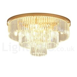 Postmoderne Luksus Rund K9 Krystal Flush Mount Loftslys udstillingshal