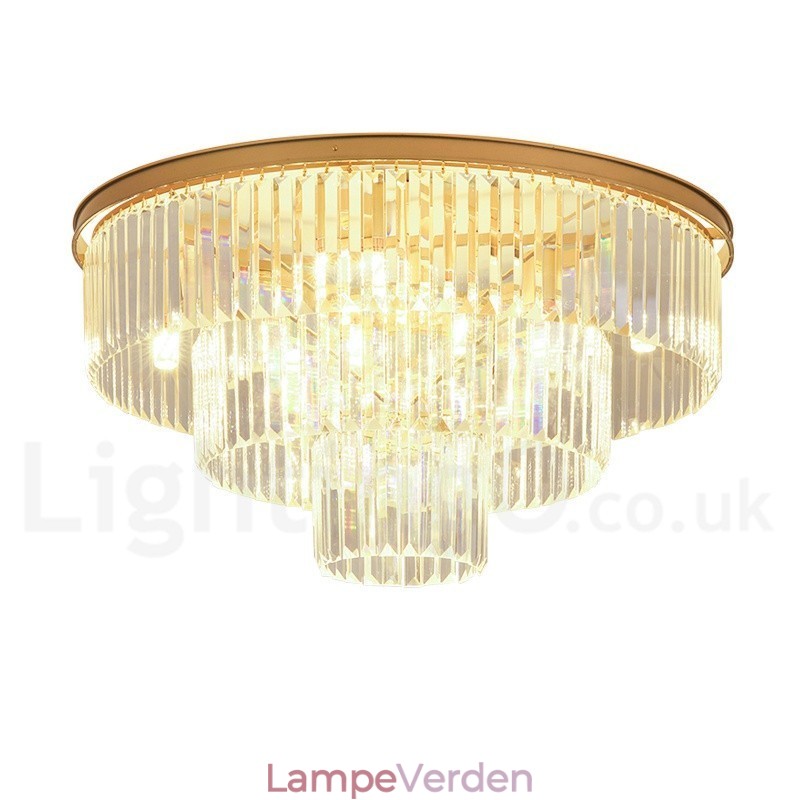 Postmoderne Luksus Rund K9 Krystal Flush Mount Loftslys udstillingshal