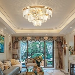 Postmoderne Luksus Rund K9 Krystal Flush Mount Loftslys udstillingshal