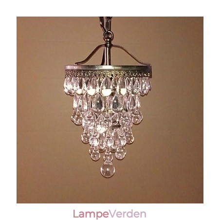 Moderne pendel med krystalperler med 1 lys og antik farvearmatur