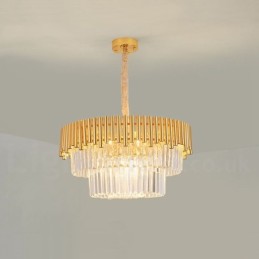 Postmoderne Guld Luksus Runde K9 Crystal Pendant Lysekrone Lights Exhibition Hall
