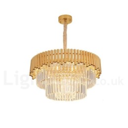 Postmoderne Guld Luksus Runde K9 Crystal Pendant Lysekrone Lights Exhibition Hall