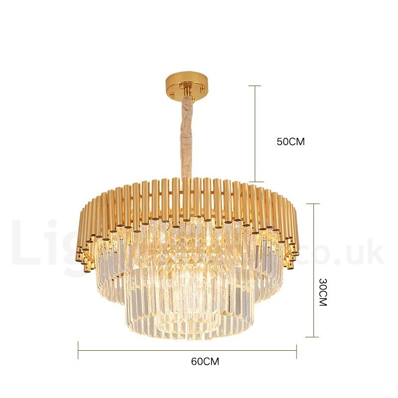 Postmoderne Guld Luksus Runde K9 Crystal Pendant Lysekrone Lights Exhibition Hall