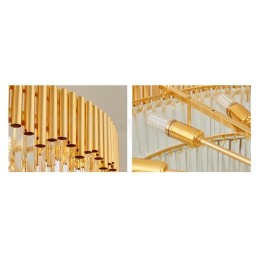 Postmoderne Guld Luksus Runde K9 Crystal Pendant Lysekrone Lights Exhibition Hall