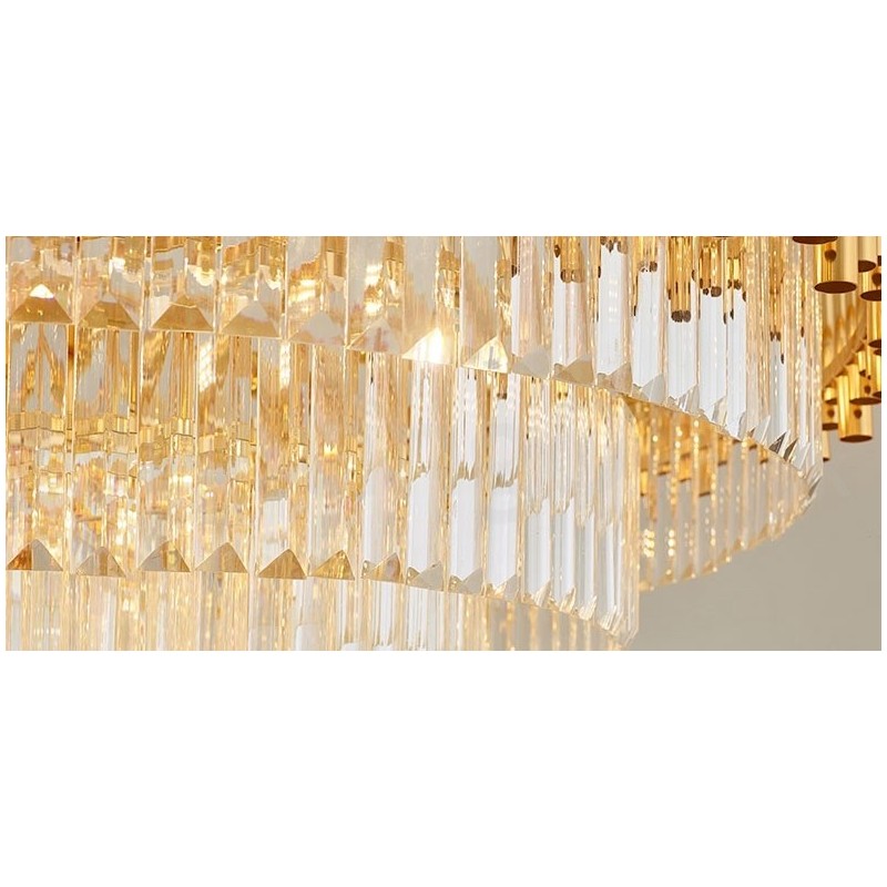 Postmoderne Guld Luksus Runde K9 Crystal Pendant Lysekrone Lights Exhibition Hall
