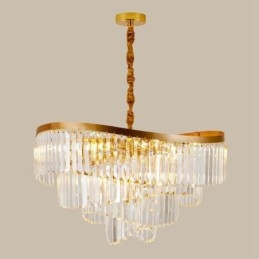 Guld Postmodern Luksus Runde K9 Crystal Pendant Lysekrone Exhibition Hall