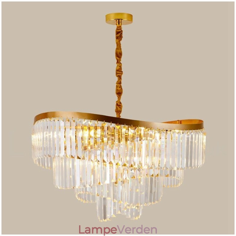 Guld Postmodern Luksus Runde K9 Crystal Pendant Lysekrone Exhibition Hall