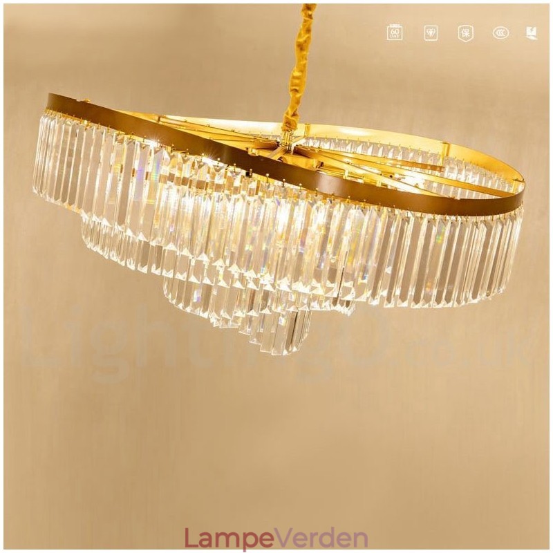 Guld Postmodern Luksus Runde K9 Crystal Pendant Lysekrone Exhibition Hall