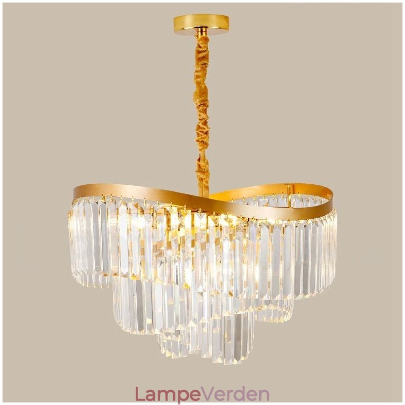Guld Postmodern Luksus Runde K9 Crystal Pendant Lysekrone Exhibition Hall