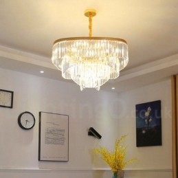 Guld Postmodern Luksus Runde K9 Crystal Pendant Lysekrone Exhibition Hall