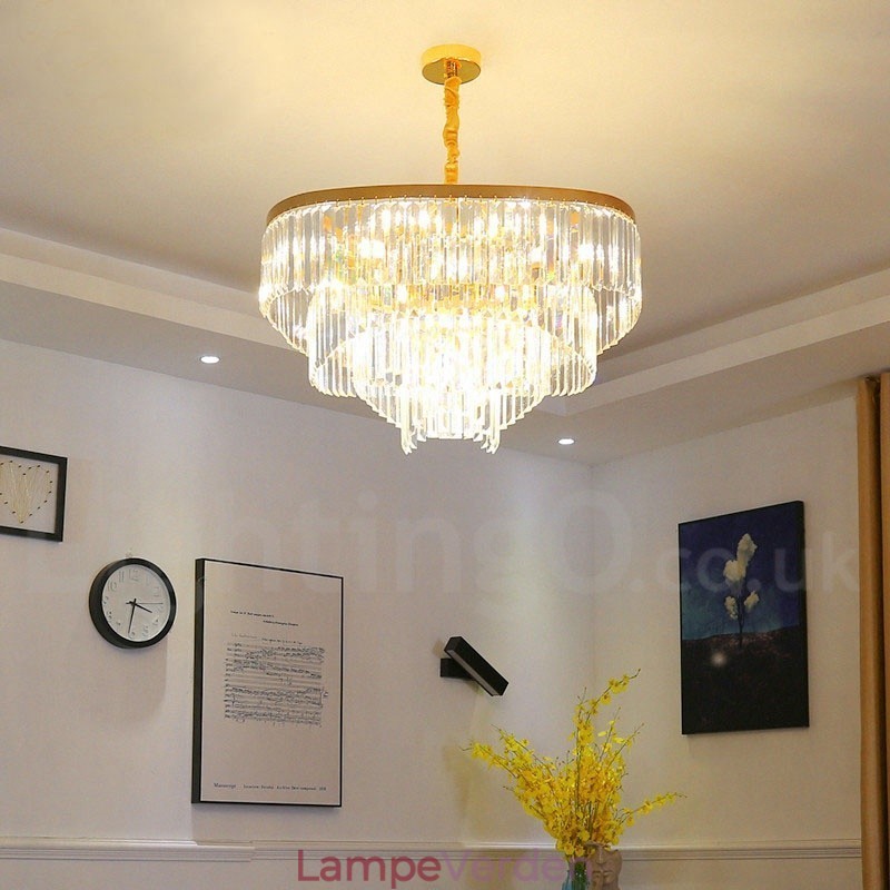 Guld Postmodern Luksus Runde K9 Crystal Pendant Lysekrone Exhibition Hall