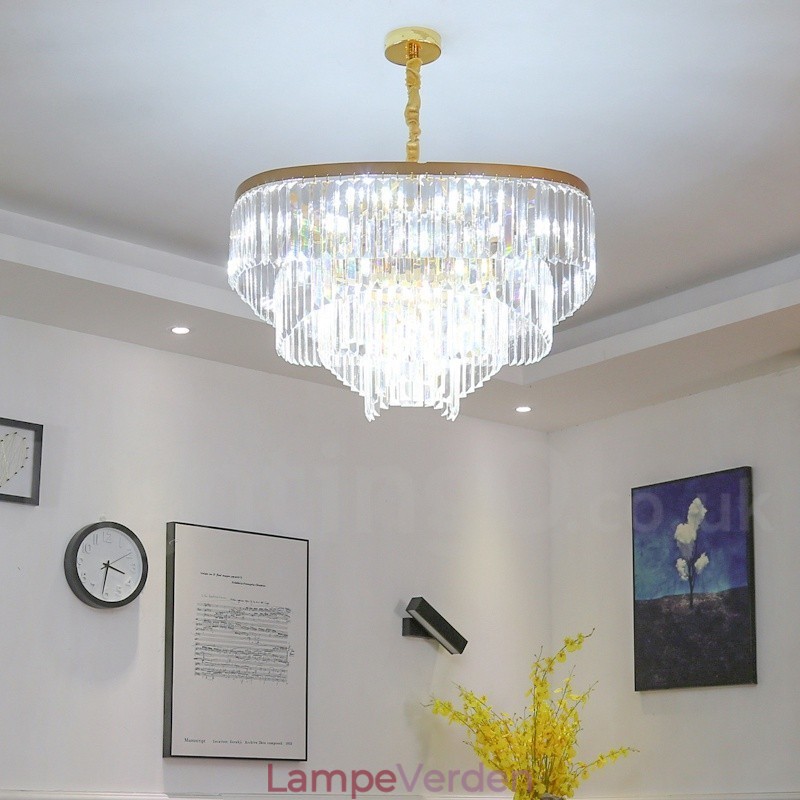 Guld Postmodern Luksus Runde K9 Crystal Pendant Lysekrone Exhibition Hall