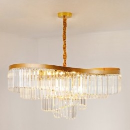 Guld Postmodern Luksus Runde K9 Crystal Pendant Lysekrone Exhibition Hall