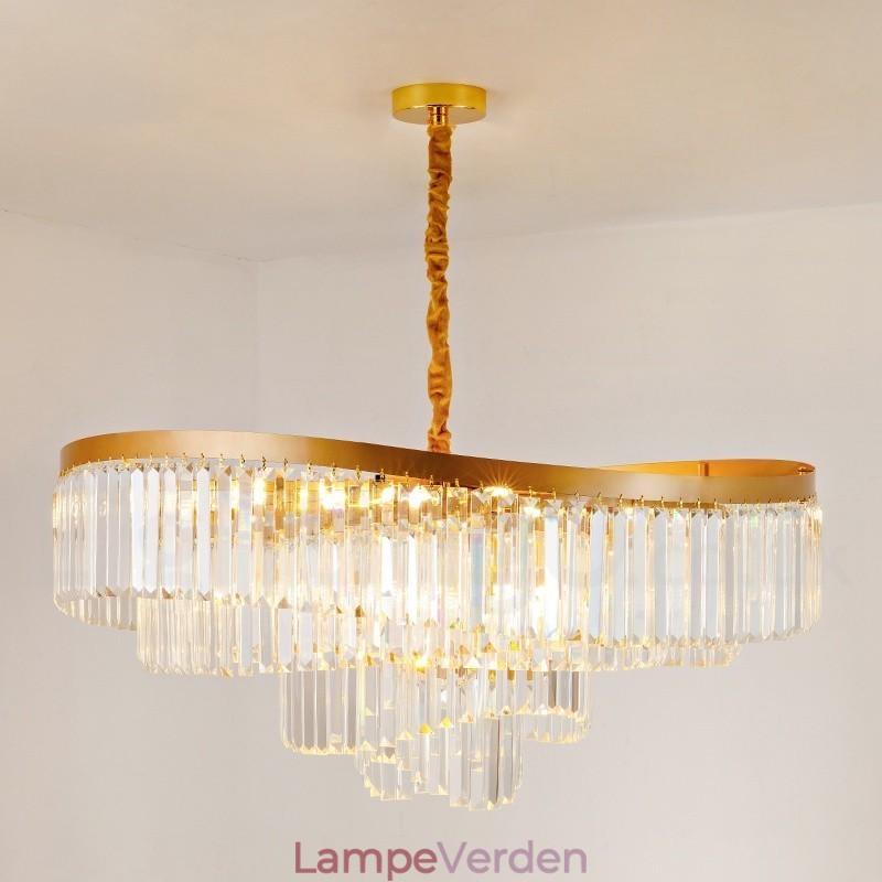Guld Postmodern Luksus Runde K9 Crystal Pendant Lysekrone Exhibition Hall