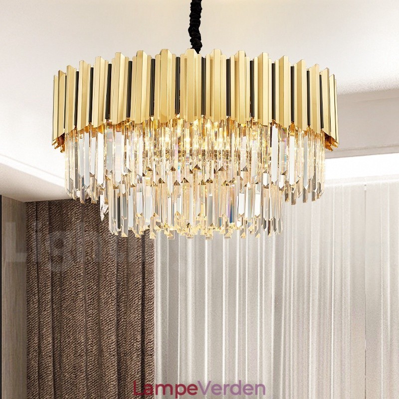 Dette år Luksus Postmoderne Guld Rund K9 Crystal Pendant Lysekrone Exhibition Hall