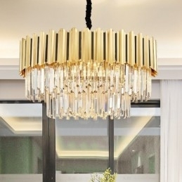 Dette år Luksus Postmoderne Guld Rund K9 Crystal Pendant Lysekrone Exhibition Hall