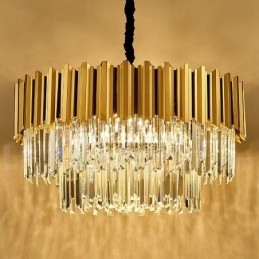 Dette år Luksus Postmoderne Guld Rund K9 Crystal Pendant Lysekrone Exhibition Hall