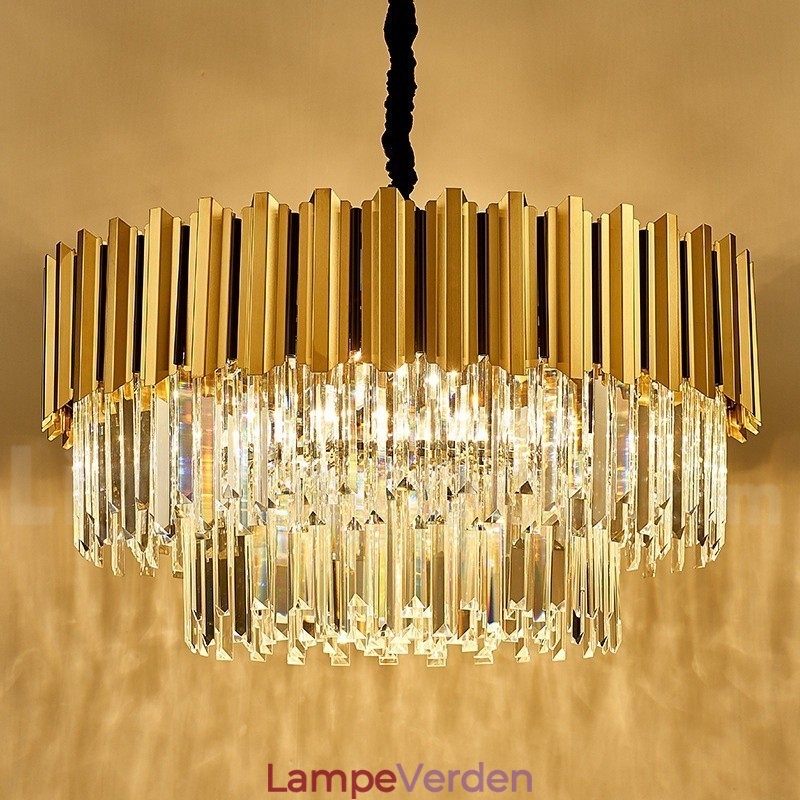 Dette år Luksus Postmoderne Guld Rund K9 Crystal Pendant Lysekrone Exhibition Hall