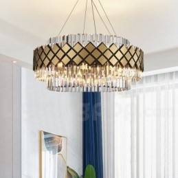 Luksus Moderne Guld Plus Sort Rund K9 Crystal Pendant Lysekrone Exhibition Hall