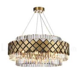 Luksus Moderne Guld Plus Sort Rund K9 Crystal Pendant Lysekrone Exhibition Hall