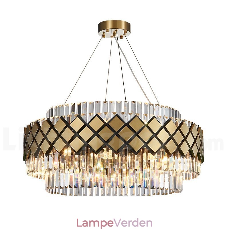 Luksus Moderne Guld Plus Sort Rund K9 Crystal Pendant Lysekrone Exhibition Hall