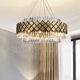 Luksus Moderne Guld Plus Sort Rund K9 Crystal Pendant Lysekrone Exhibition Hall
