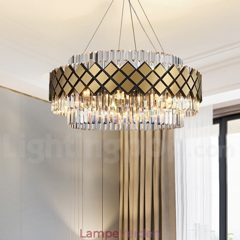 Luksus Moderne Guld Plus Sort Rund K9 Crystal Pendant Lysekrone Exhibition Hall