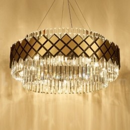 Luksus Moderne Guld Plus Sort Rund K9 Crystal Pendant Lysekrone Exhibition Hall