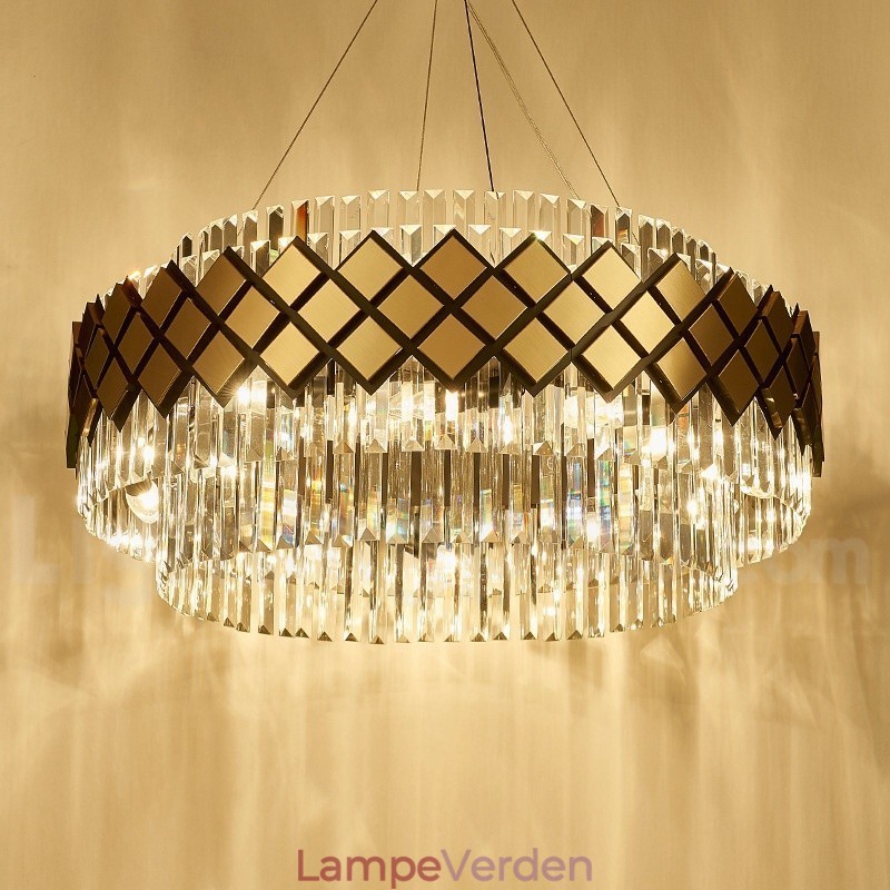 Luksus Moderne Guld Plus Sort Rund K9 Crystal Pendant Lysekrone Exhibition Hall