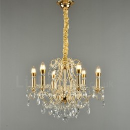 6 lys guld sølv amerikansk stil Crystal Pendant lysekrone Light Store