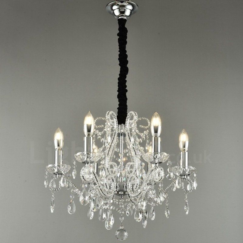6 lys guld sølv amerikansk stil Crystal Pendant lysekrone Light Store