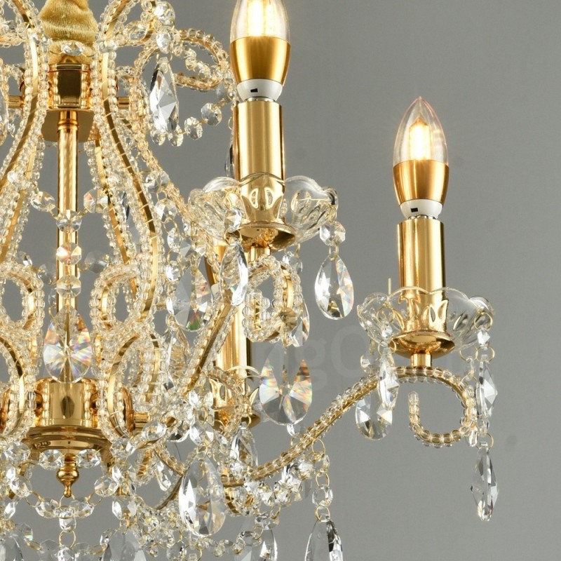 6 lys guld sølv amerikansk stil Crystal Pendant lysekrone Light Store